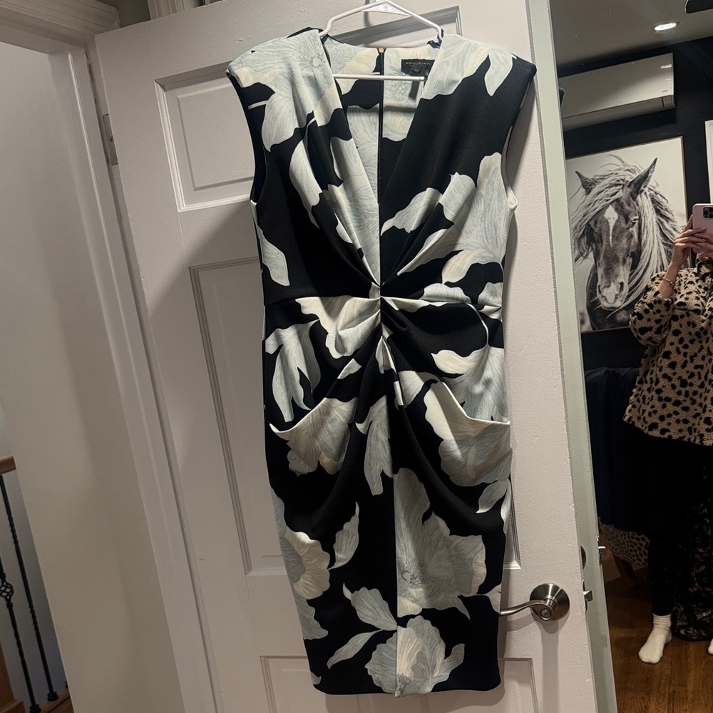 Elegant Black and Cream Floral Dress
